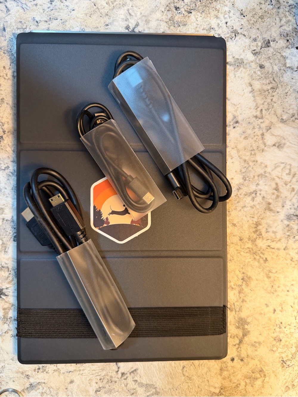 Black Tablet Folio with USB Cables - Black